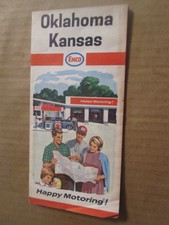 Enco Highway Road Map of Oklahoma and Kansas 1966