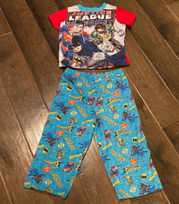 Vtg. DC Comics-Justice League boys size 4 two-piece superhero pajamas