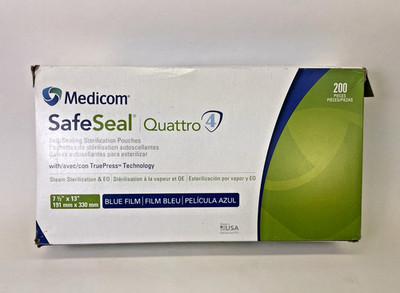 Medicom Safe-Seal Quattro 4 Sterilization Pouches 7.5'' x 13'' 200/Bx 88030-4
