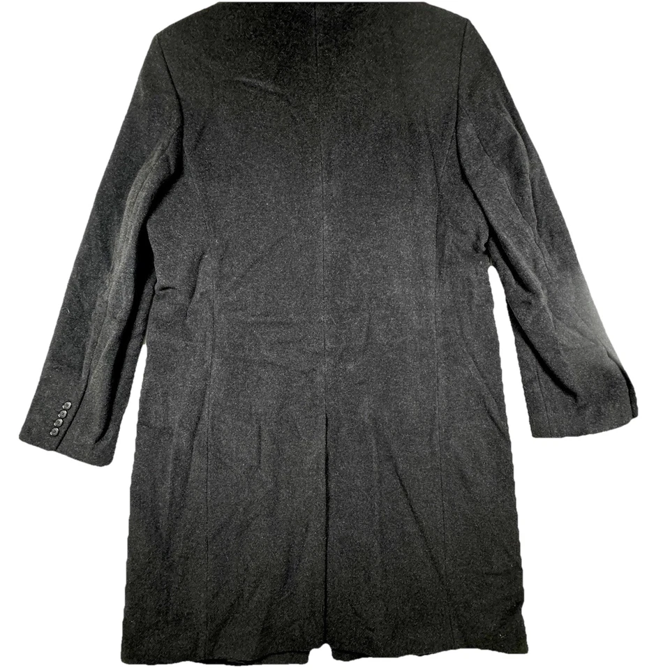 Hathaway Platinum Mens 44L Black Wool Cashmere Overcoat Long Coat Italy Fabric - Image 2 of 4