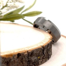 Brushed Beveled Edges Band For Christmas Gifts 8mm Gray Tungsten Carbide Ring
