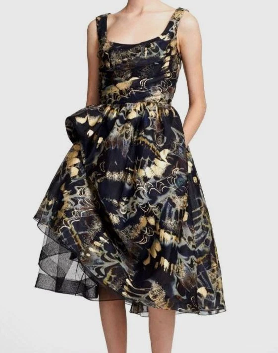 green emerald velvet dress Fall 2008 Oscar De La Renta Strapless Hand Painted Gold & Black Silk D –  Shrimpton Couture main image 1