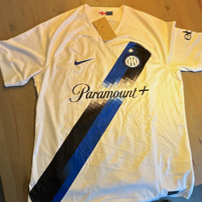 Nike Inter Milan Dri-FIT Fußballtrikot Weiß Diagonalstreifen Kurzarm Gr. L