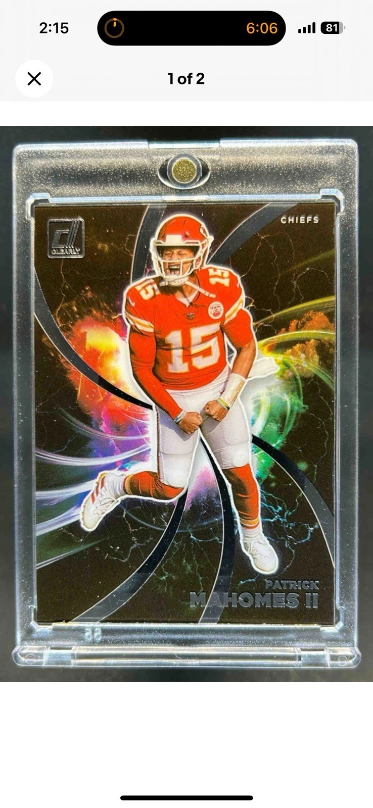 2022 Panini Clearly Donruss Patrick Mahomes II Night Moves #NM-3 Chiefs