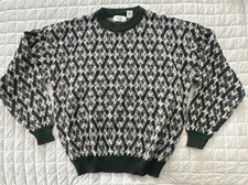 The Mens Store Sweater Large Retro 80s 90s Geometric Print Pullover Grandpa