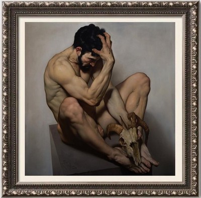 Hand-painted oil painting art young male nude man on canvas 24''X24''