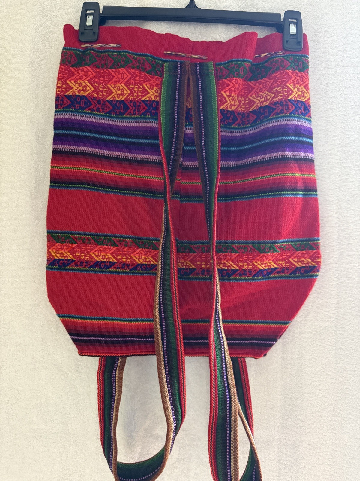 Peruvian Handwoven Wool Drawstring Backpack - image 3