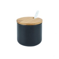 Keramik GewüRzdosen Zuckerdose GewüRzgläSer Bambusdeckel LöFfel 260Ml 8X8Cm