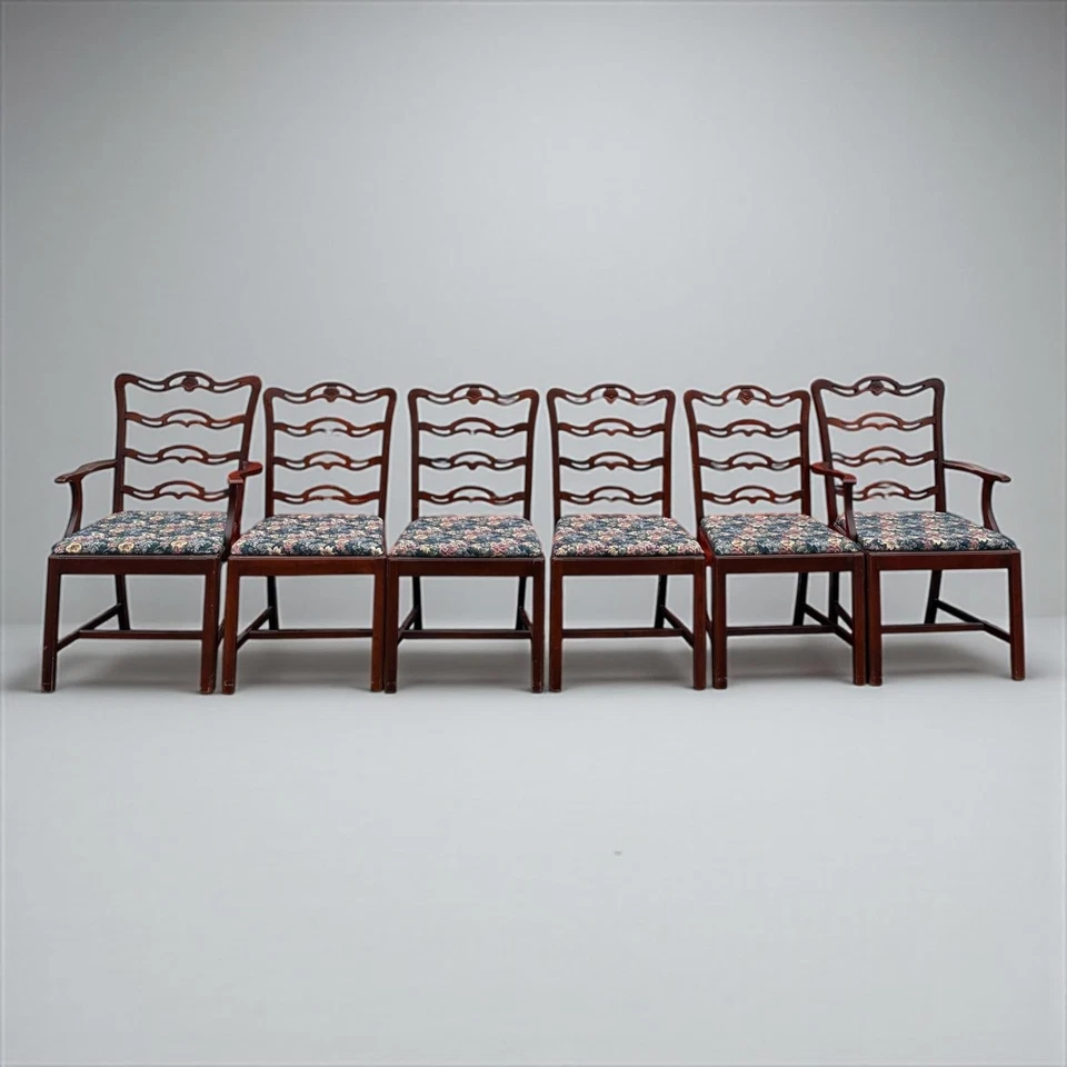 Juego de seis sillas de comedor tradicionales vintage de los años 40 Foto 4 de 4