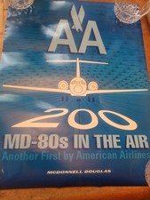 Vintage Mid-80s American Airlines Boeing 737- 200 Mcdonnell Douglas Poster