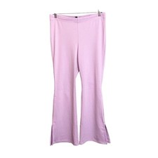 H M Stretch Elastic Waist Mid Rise Flared Leggings Light Purple Large