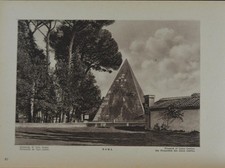 Antique Ancient Rome Pyramid of Calus Cestius Art Print 1920 Original History