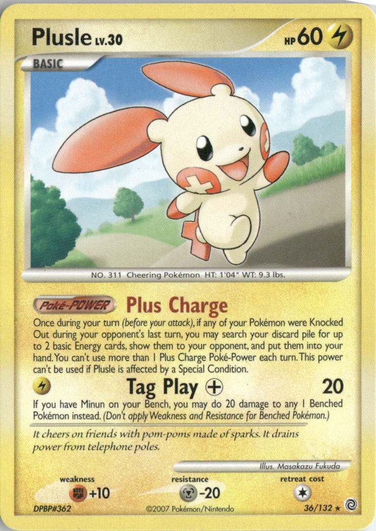 Pokemon Plusle Rare Secret Wonders 2007 36/132 NM