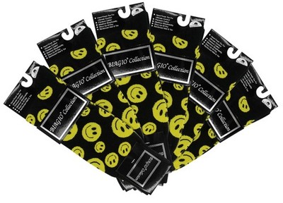 6 Pair of Biagio Men's YELLOW SMILEY FACE Happy Faces Mens COTTON Dress SOCKS