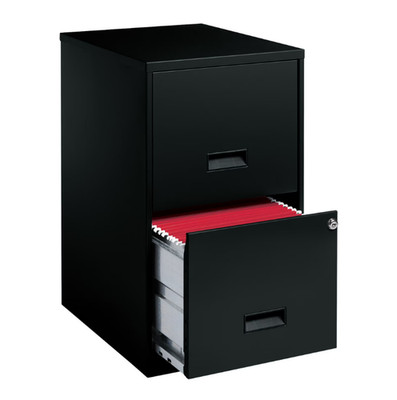 Space Solutions 18'' Deep 2 Drawer Letter Width Vertical File Cabinet, Black