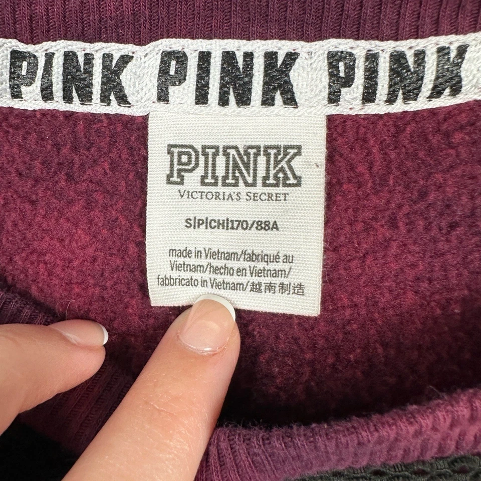 粉色 Victorias 秘密运动衫女式 S 领带染料圆领网眼套衫休闲 — 第 4/4 张图片
