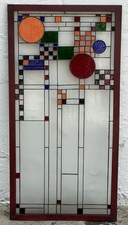 After FRANK LLOYD WRIGHT Beautiful Stained Glass Window Panel 40 Suncatcher