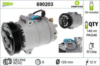 Kompressor Klimaanlage Valeo CORE-FLEX 690203 FüR Astra P10 S10 Opel Meriva 12V