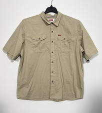 Wrangler Beige Solid Short Sleeve Button-Up Shirt w/ Pockets 2XL 52in