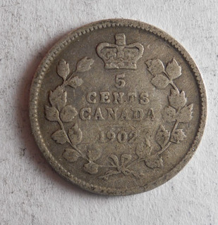 1902 CANADA 5 CENTS Excellent Silver Coin Lot J10