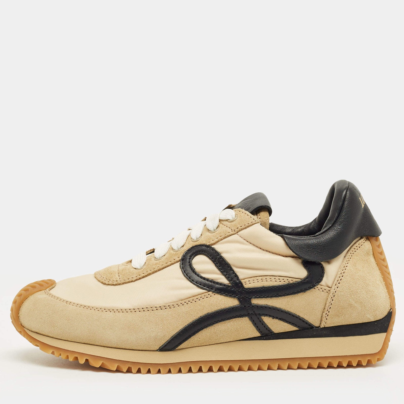 Loewe Beige Leather and Suede Low Top Sneakers Size 36