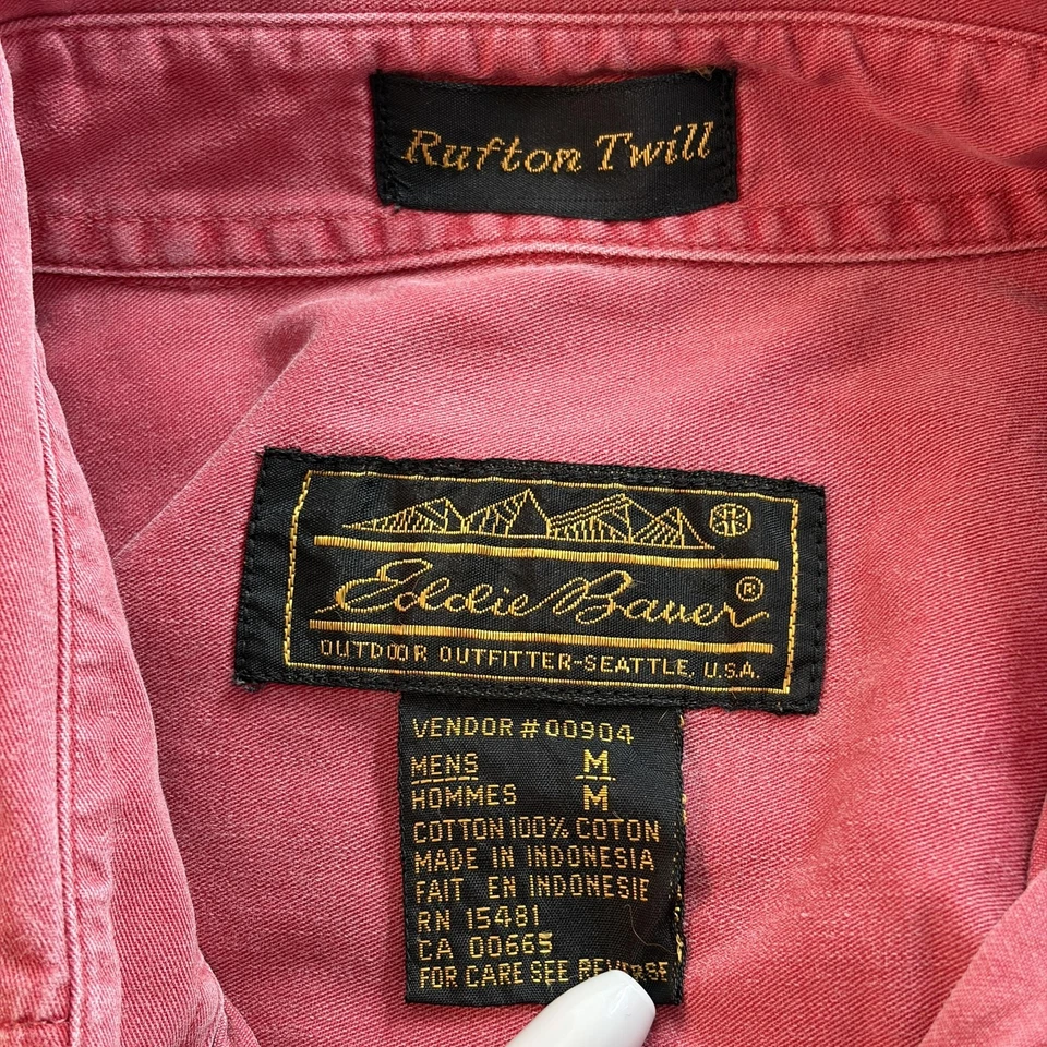 Camisa Eddie Bauer Rufton Sarga Vintage Para Hombre M Roja Abotonada Manga Larga Foto 2 de 4