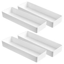 4 Pack Plastic Drawer Organizer 9.5 x 3 x 1.4 Inch Tabletop Organizer Tray St...