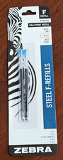 2 refills F-Refill for Zebra F-301 F301 F-402 F-701 Pen Blue 1.0mm refill 85422