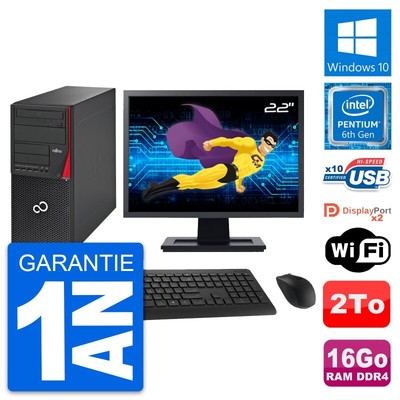 PC tour Fujitsu P756 Bildschirm 22 '' Pentium G4400 RAM 16Go Disc 2To Windows 10
