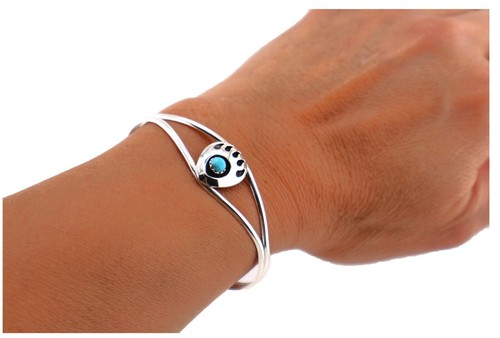 Bracelet Vintage Argent Cabochon Perle Grise - Bijou Cercle - B4350