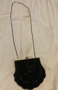 Vintage Magid Beaded Clutch Purse Black Evening Shoulder Bag with Chain Strap | eBay