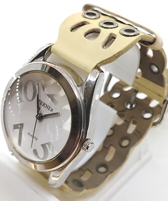 Bijoux Terner Watch Womens Leather Filigree Cream Band 4577 New Battery *READ*