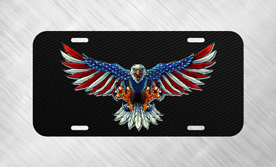 Simulated Carbon Fiber Eagle USA US License Plate Auto Car Tag FREE SHIP 