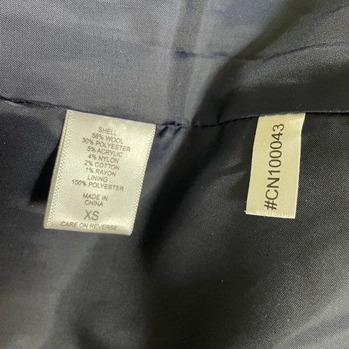 New York & Co Wool Peacoat sz XS Preppy Overcoat Navy Minimalist Classic Jacket - Picture 12 of 13