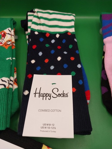 Happy Socks Black Multi Color size US M 8-12 US W 10-12 1/4 New, Lot 4 New Pairs - Picture 3 of 10