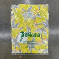 Tropicana Vintage Hawaiian Shirt Yellow Gray Palms Size M Made in USA 50/50 90s