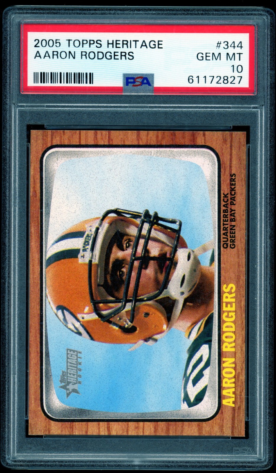 AARON RODGERS 2005 Topps Heritage #344 SP Rookie RC '66 Design Wood Grain PSA 10