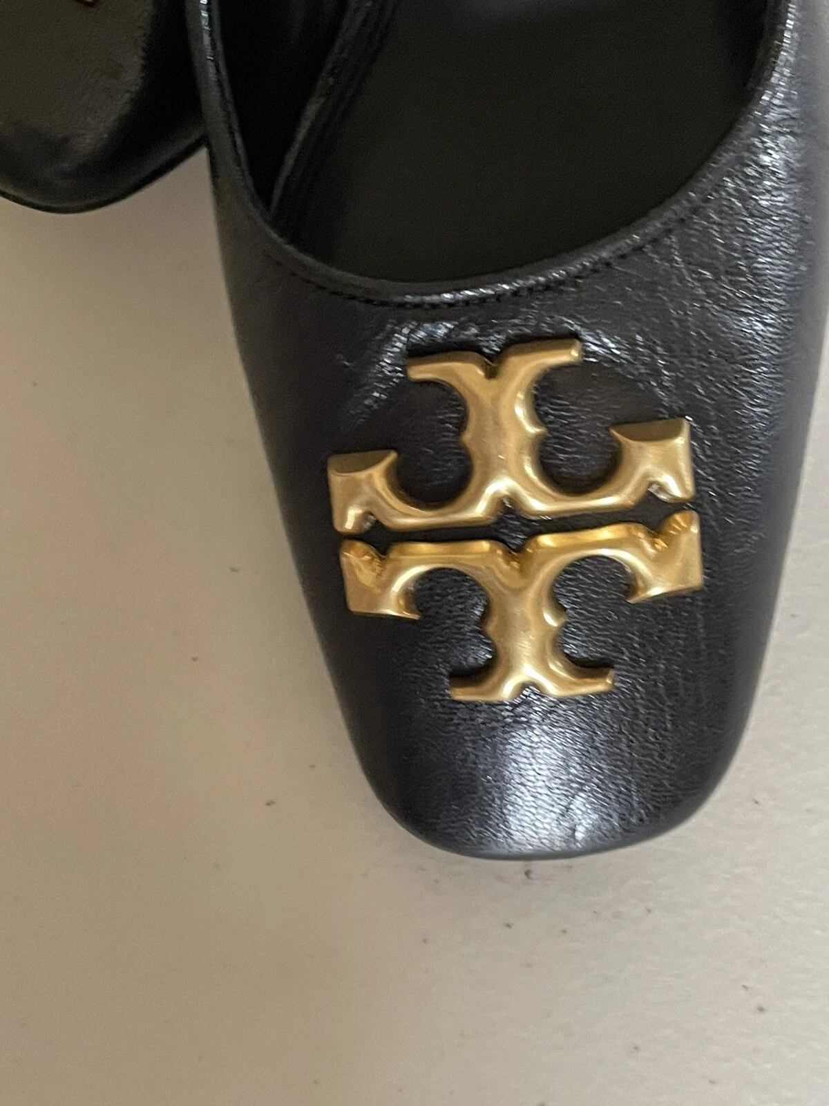 TORY BURCH ELEANOR POMPE LOGO PELLE TACCHI 35 MM IN PERFETTO NERO US TAGLIA 9 5