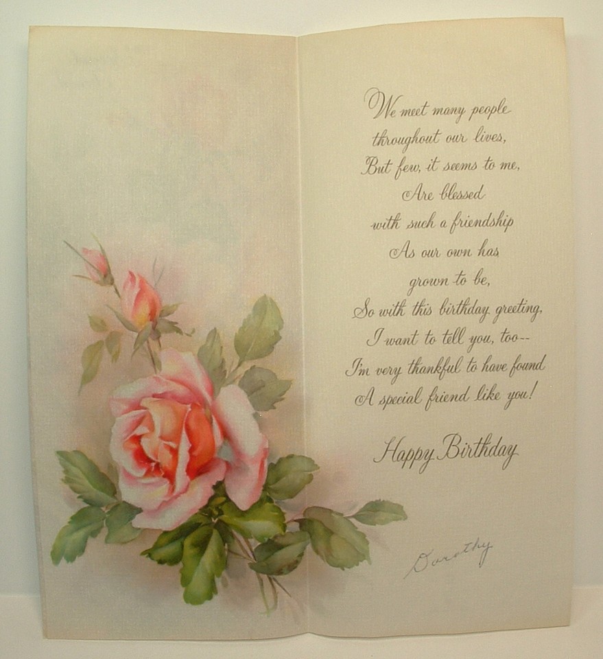 Carte Postale Vintage Anniversaire – Grosse Rose En Relief, Vœux, Ancienne