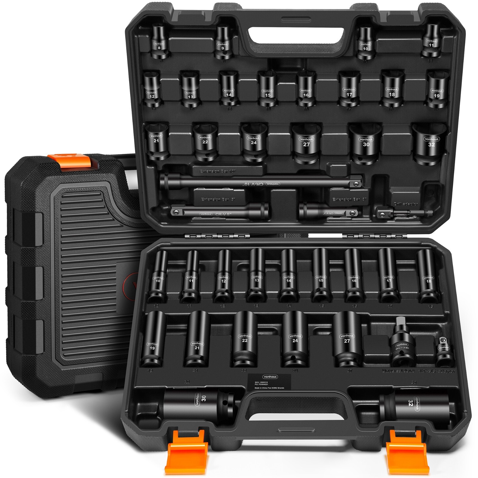 1/2 Impact Socket Set - VonHaus 40pcs Deep Impact Sockets with Extension Bar