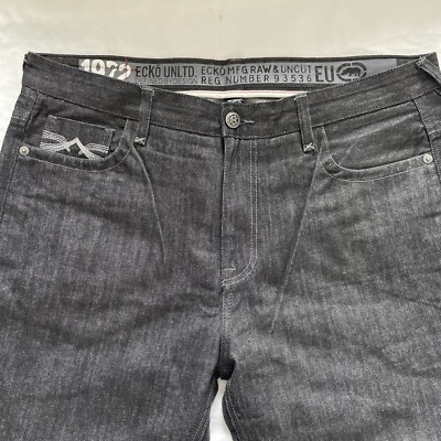 Ecko Unltd  Men s Black  W-40 Jean 1972 Reg 93536 Raw & Uncut EU
