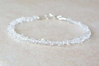 A++ Herkimer Diamant Quarz 3-4 mm Spitze Nuggets Chips Edelstein Armband 7 Zoll