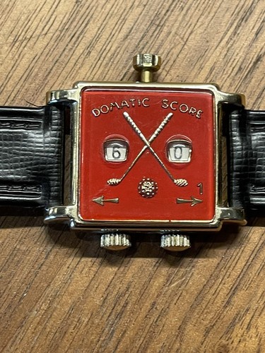 Vintage Golf Scoring Watch Swiss Made The Domatic Scorer Red Face Black Strap