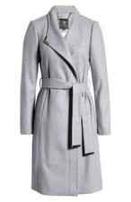 New Ted Baker Ellgenc Belted Wrap Coat In Light Grey- 4 Us Size 10 #c1269