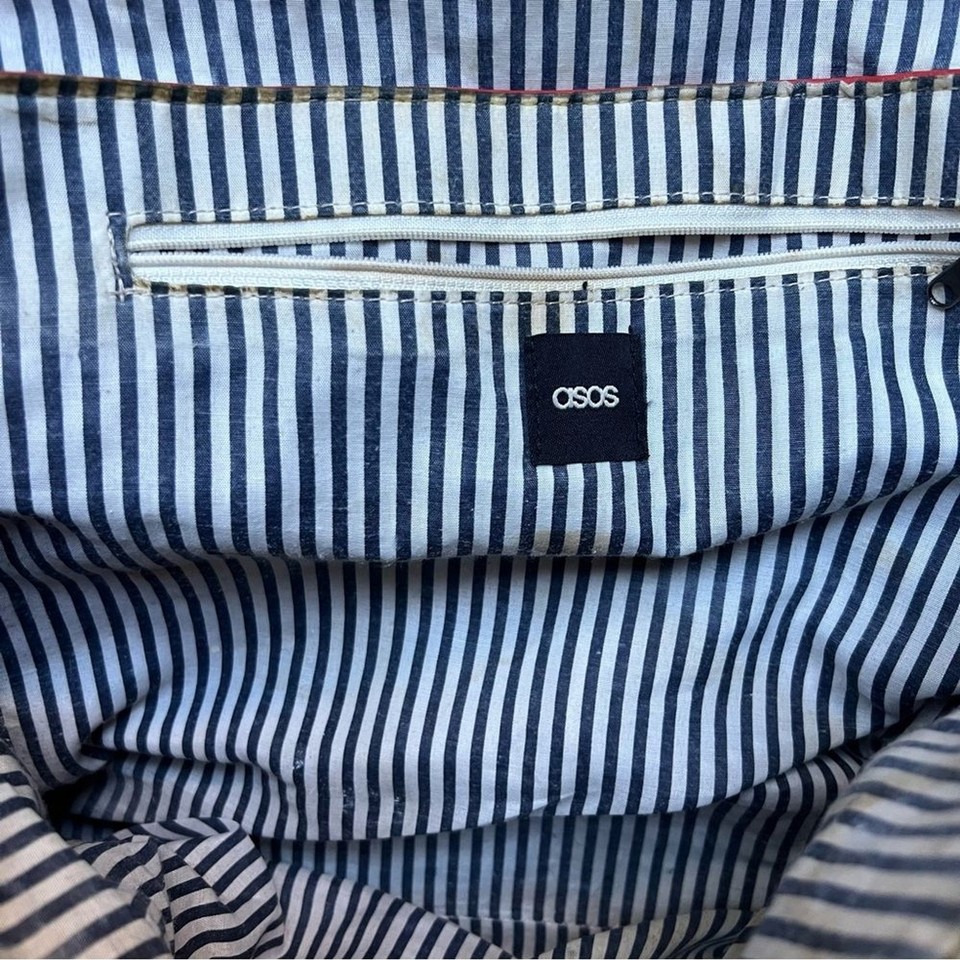 ASOS Vegan Leather Backpack Purse Pink White Scalloped Boho Prairie