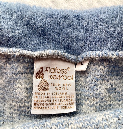 NWT Vtg Alafoss Icewool Sweater Size L Blue/White Handknitting of Iceland - Picture 7 of 13