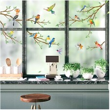 Fensteraufkleber Vögel, Ast, Fensterbilder, Sommer, Frühling, Fensterdeko, wi...