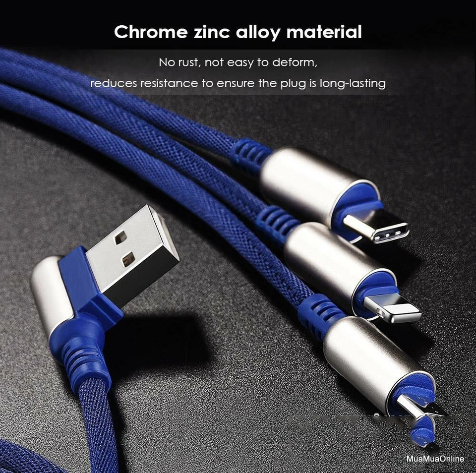 3 in 1 FAST Charging Type C Micro USB Apple Cable Cord for Samsung iPhone 4f - Image 2 of 4