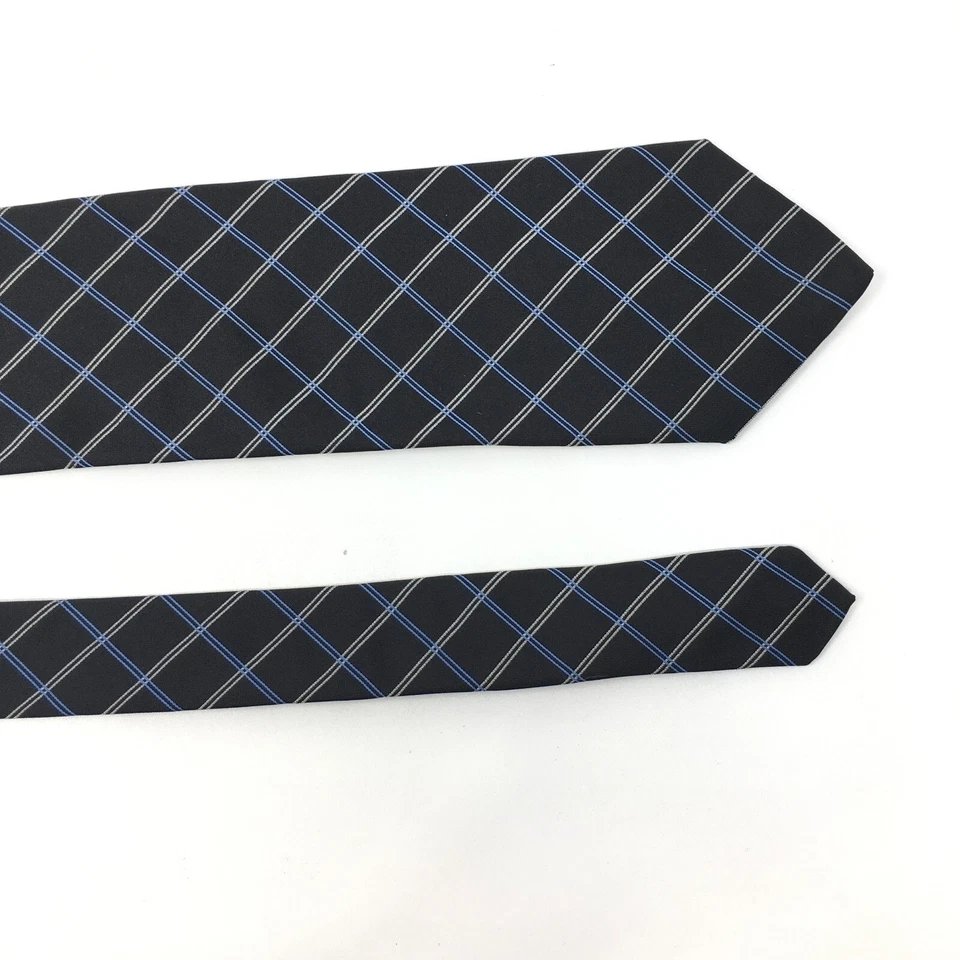 Corbata ancha Brooks Brothers Makers negra azul a cuadros 100 % seda tejida en Inglaterra hecha en EE. UU. Foto 2 de 4