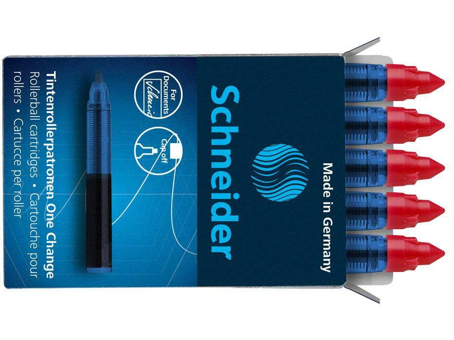 Cartouches Schneider One Change - Stylo Roller Indélébile - Rouge - Lot De 5